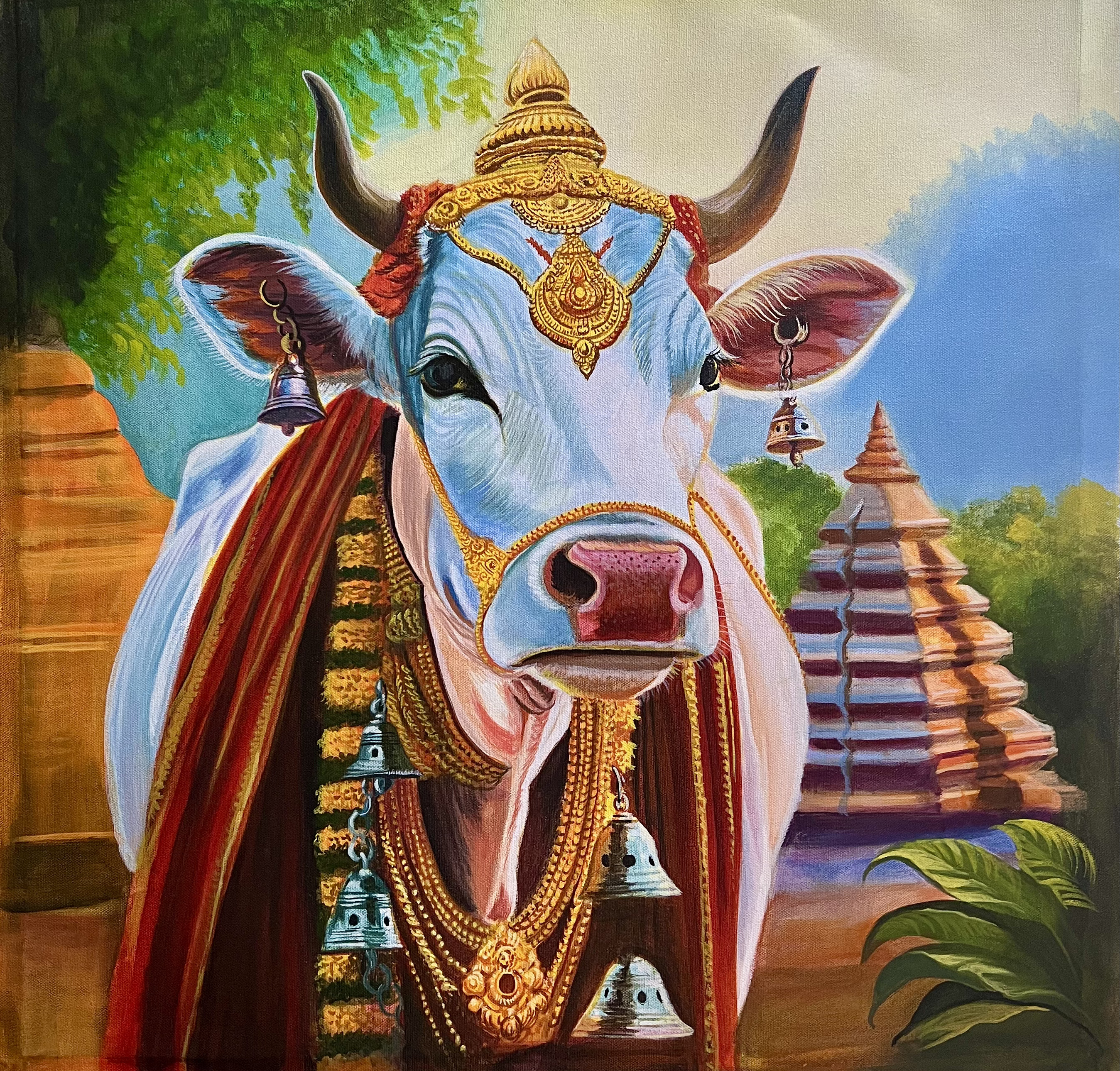 Nandi's Blessing by the Temple